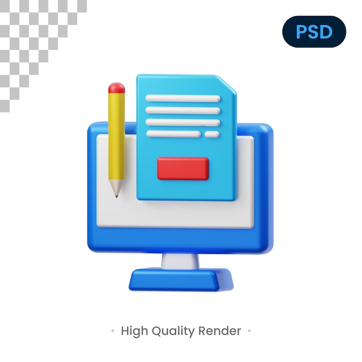 PSD blogging 3d render ilustración premium psd