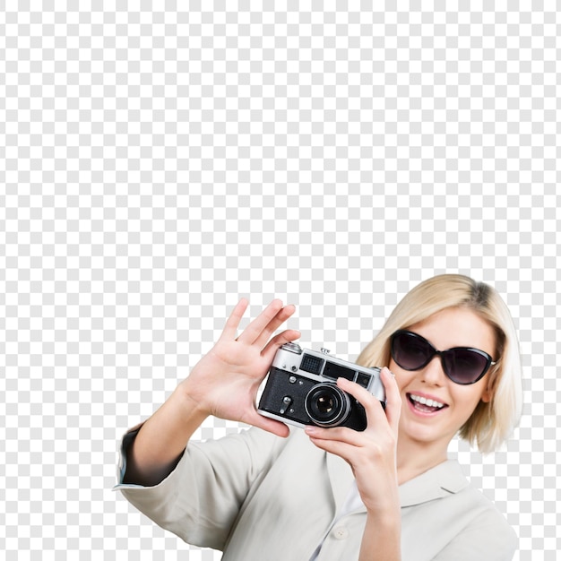 Blonde Frau mit Sonnenbrille