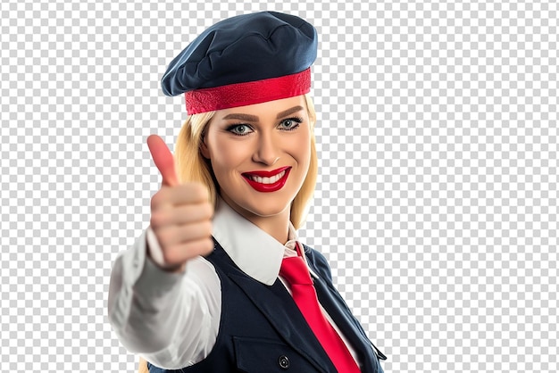 PSD blonde pilotin auf weißem, isolierten hintergrund