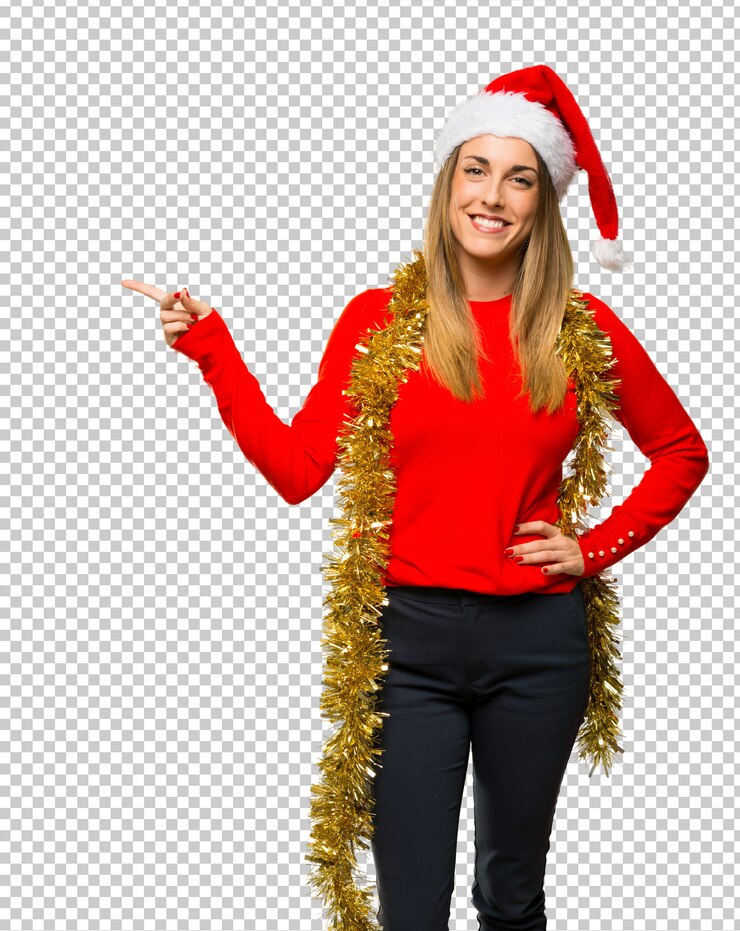 PSD blonde woman dressed up for christmas holidays 