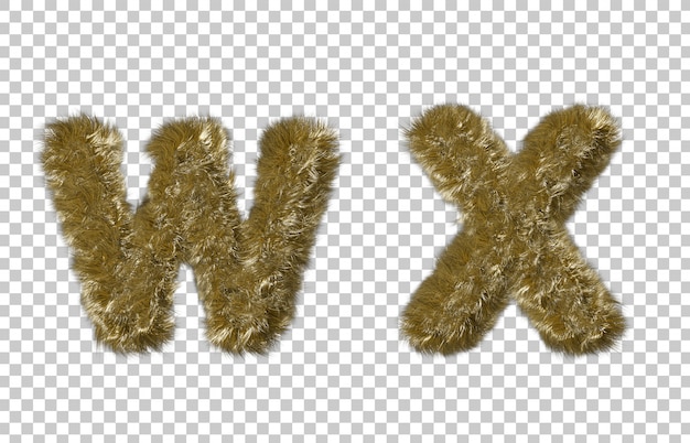 Blonder Pelz Buchstabe w und Buchstabe x