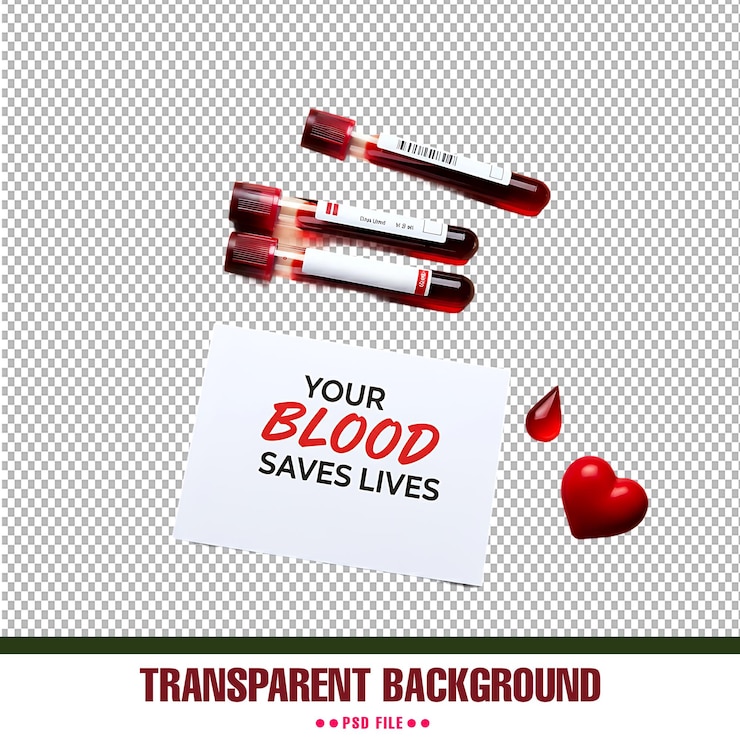 PSD blood donation awareness design with transparent background