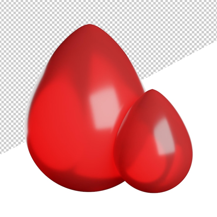 PSD blood donor drop a red heart is placed on a white background