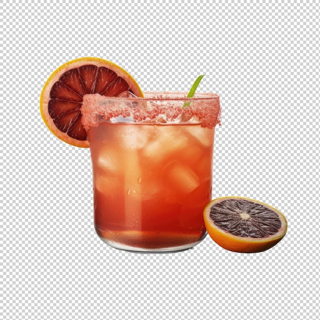 Blood Orange Margarita cocktail isolato su sfondo trasparente IA generativa