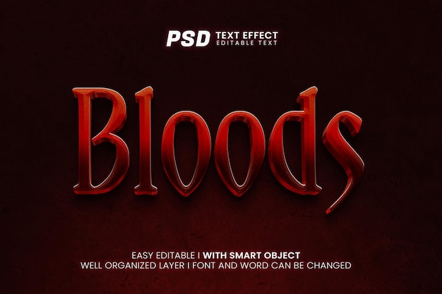 PSD bloods bearbeitbare texteffekt-modellvorlage premium psd