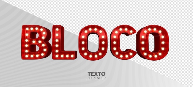 bloque de carnaval de letras 3d psd con realista