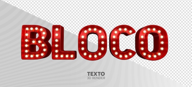 PSD bloque de carnaval de letras 3d psd con realista