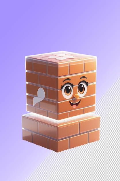 PSD un bloque de ladrillo con una cara hecha de ladrillos y una cara sonriente