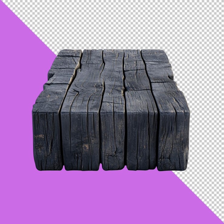 PSD bloque de madera negro rústico