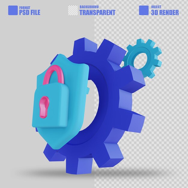 PSD bloqueio de configuração de engrenagem de ilustração 3d 2