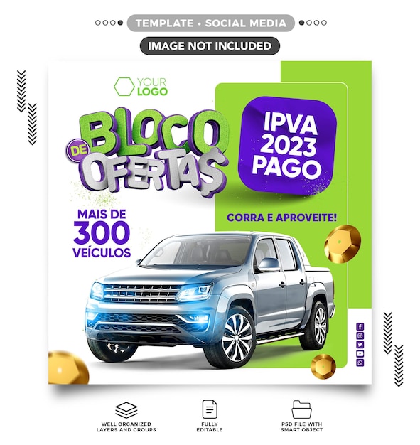 Bloqueio de oferta do instagram de feed de mídia social para agências de automóveis à venda