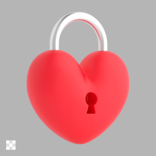 PSD bloqueo en forma de corazón 3d icono psd