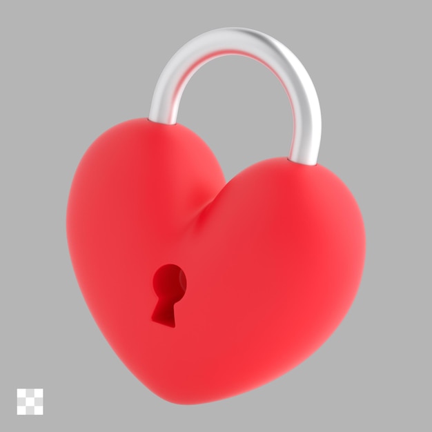Bloqueo en forma de corazón 3d icono psd