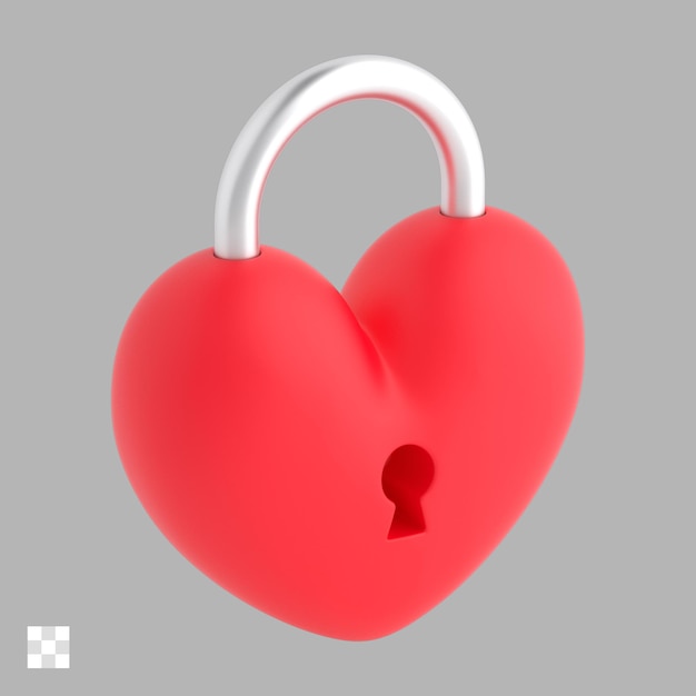 PSD bloqueo en forma de corazón 3d icono psd