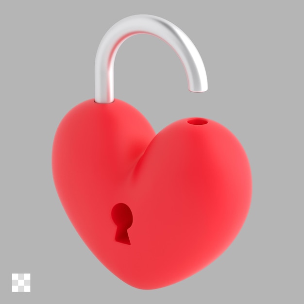 PSD bloqueo en forma de corazón 3d icono psd