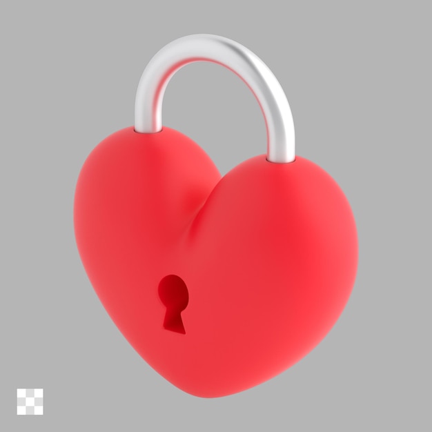 PSD bloqueo en forma de corazón 3d icono psd