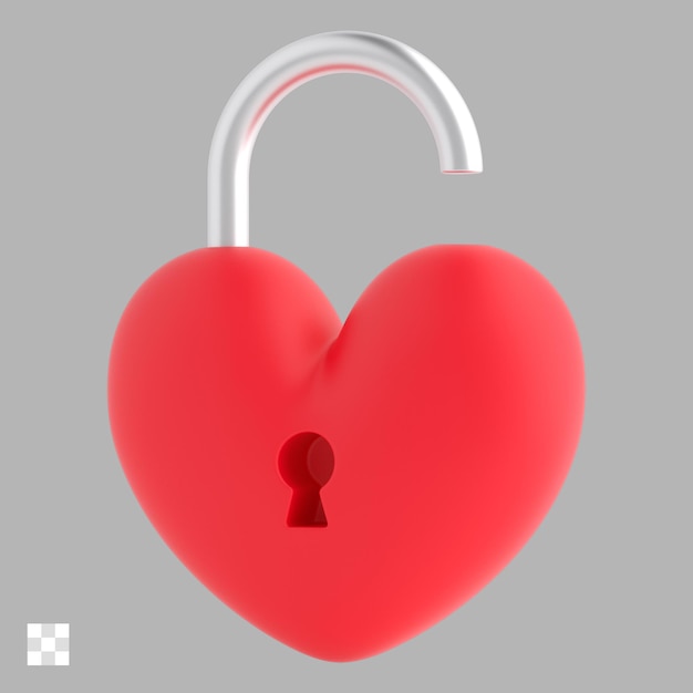 PSD bloqueo en forma de corazón 3d icono psd