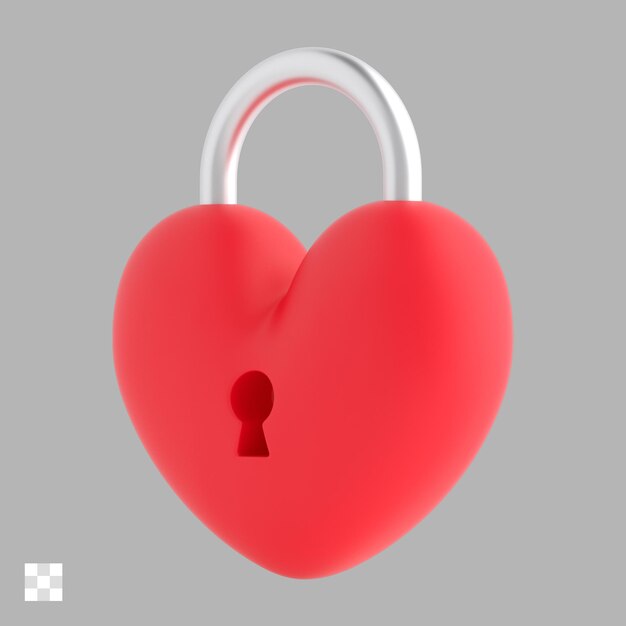Bloqueo en forma de corazón 3d icono psd