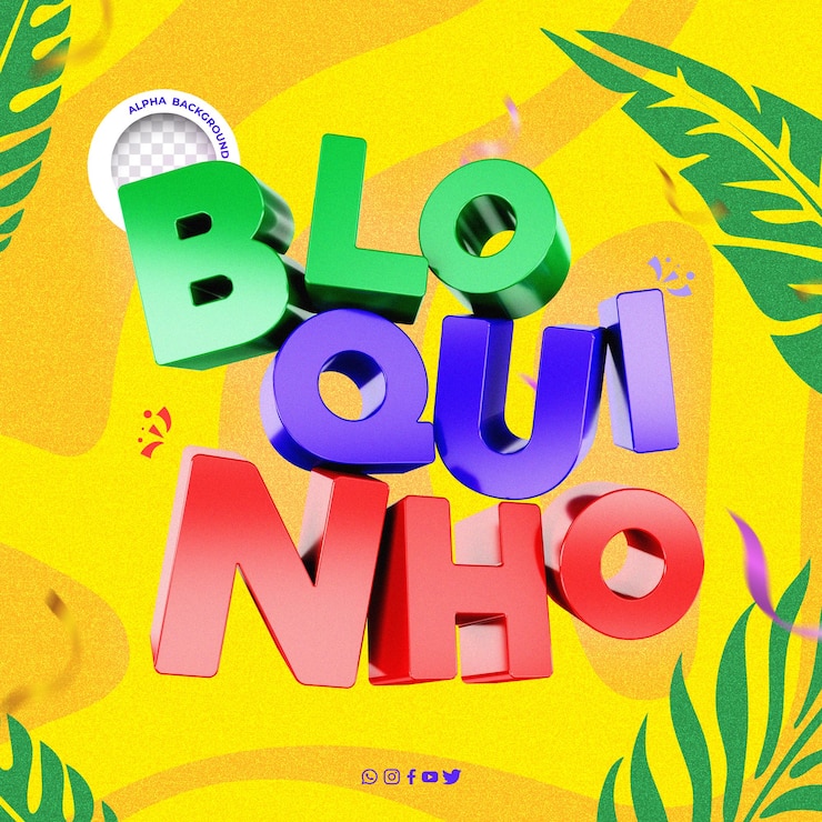 PSD bloques de carnaval con logotipo 3d sello para promociones de carnaval de brasil