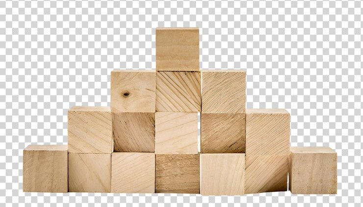 PSD bloques de construcción de madera aislados sobre un fondo transparente