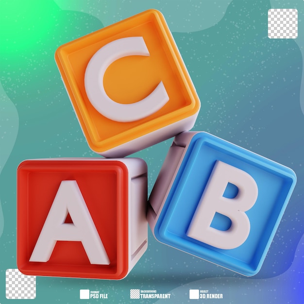 Bloques de letras de ilustración 3D