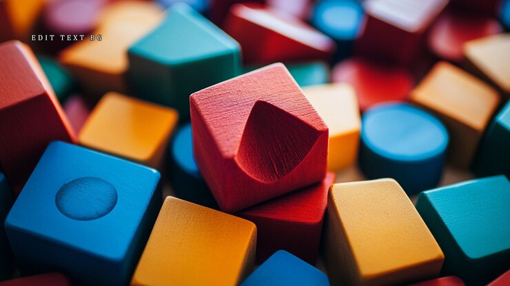 PSD bloques de madera de colores en primer plano