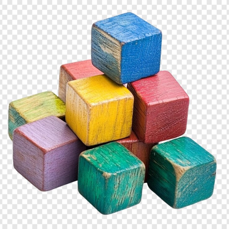 PSD bloques de madera coloridos apilados pirámide juego de juguete juvenil infancia