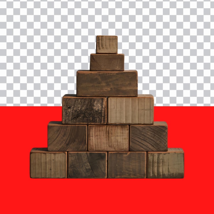 PSD bloques de pirámide de madera aislados