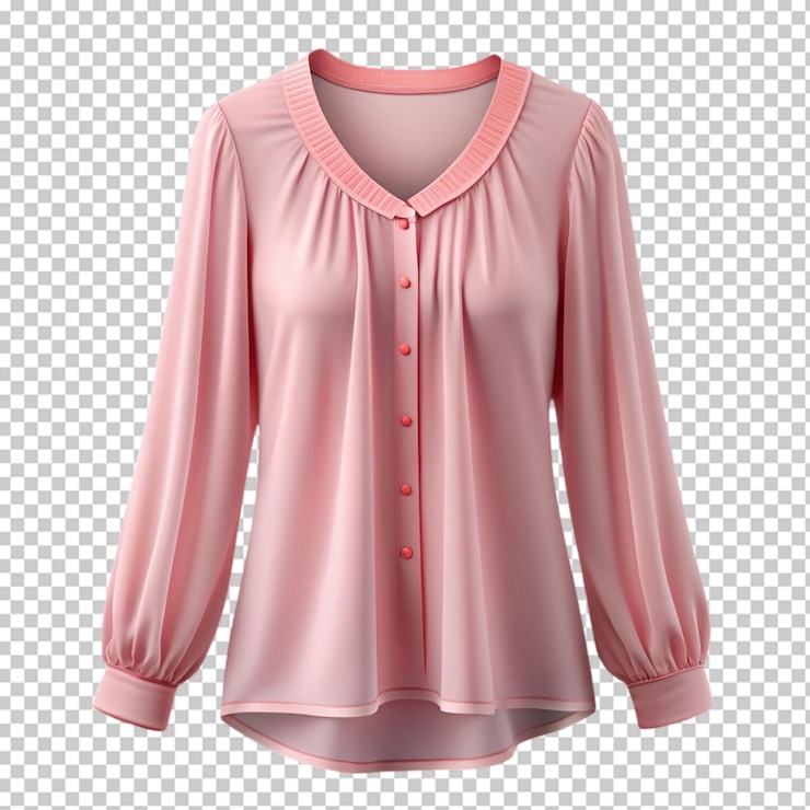 PSD blouse isolée sur un fond transparent pour le design de la mode et des vêtements