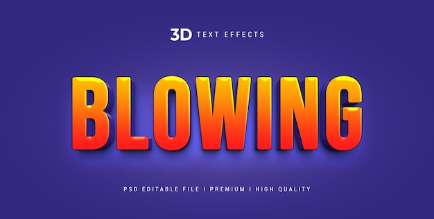 Blowing 3D Text Style Effect Mockup Template