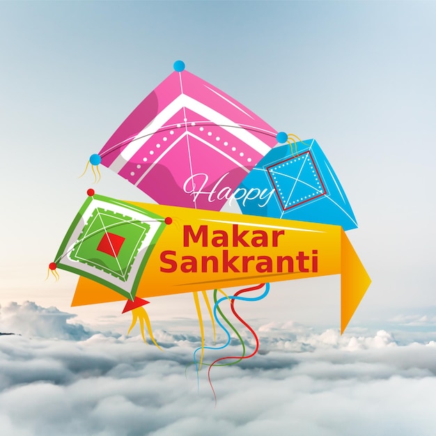 Blu e giallo Bold Happy Makar Sankranti Instagram Post