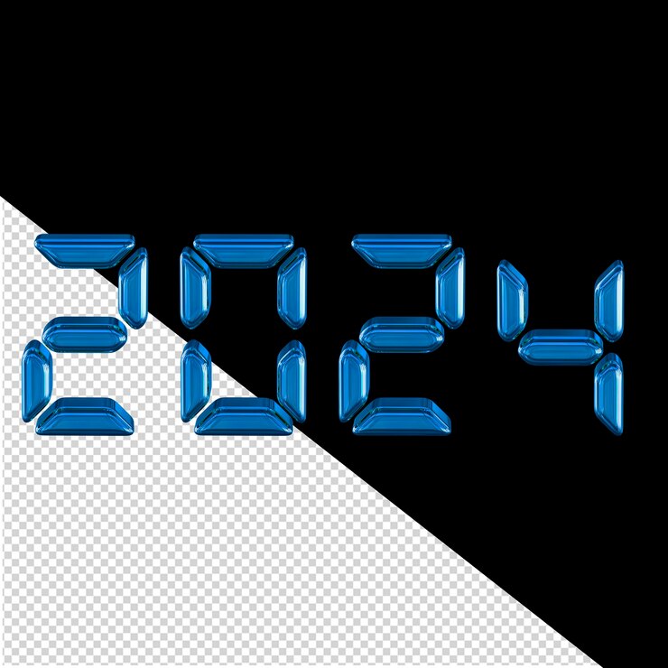 PSD blue 2024 new year 3d
