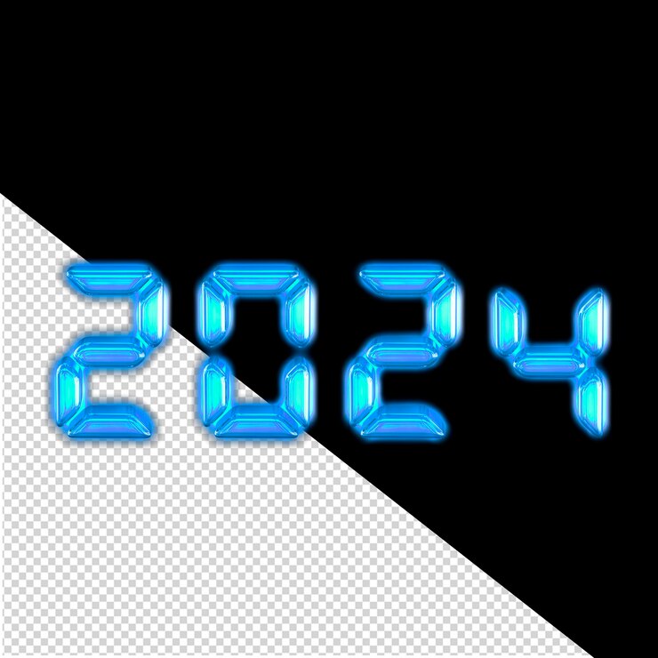 PSD blue 2024 new year 3d