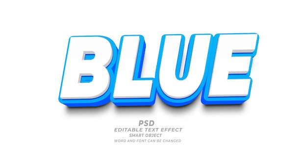 blue 3d editable photoshop text effect style