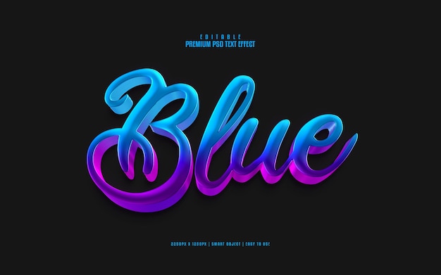 Blue 3d editable premium psd text effect