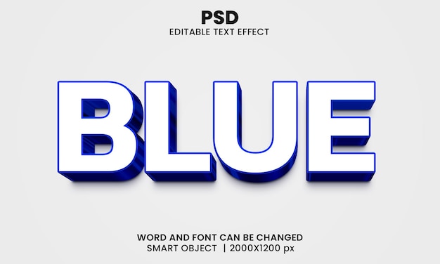 blue 3d editable text effect premium psd with background