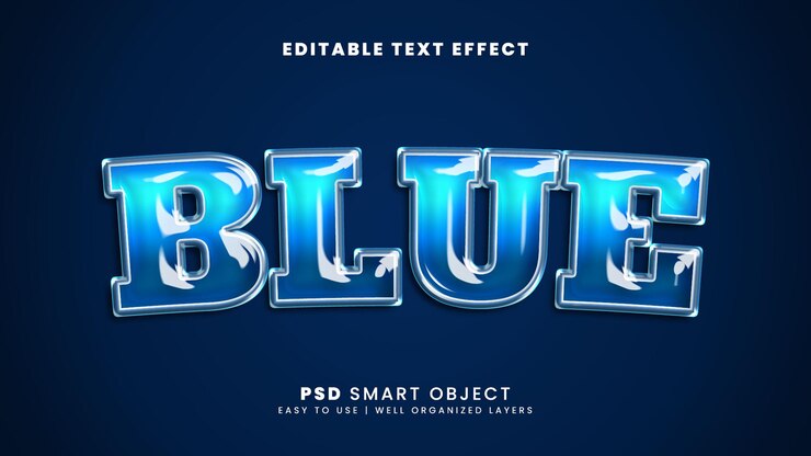 PSD blue 3d editable text effect template