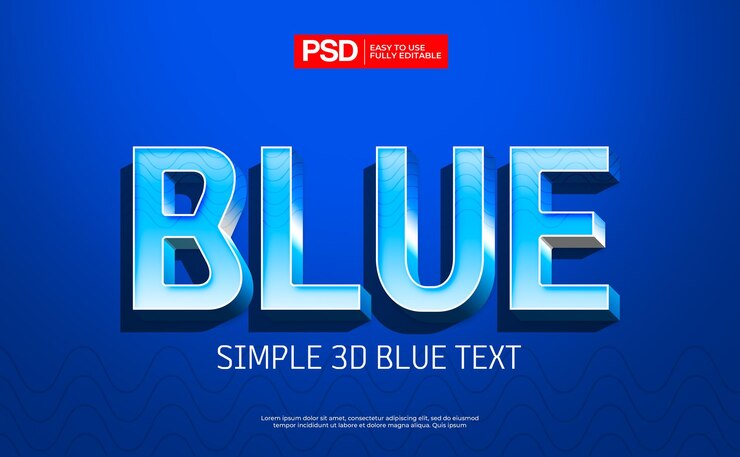 PSD blue 3d editable text effect