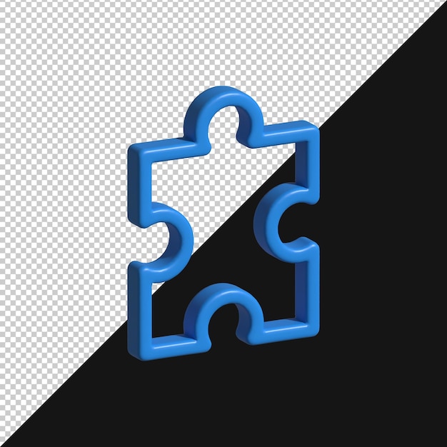 Blue 3D Puzzle Piece Isolated on White Background