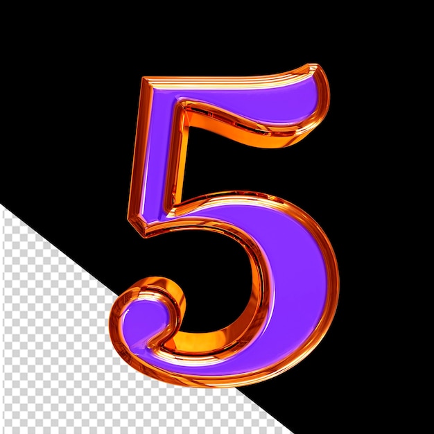 Blue 3d symbol in a redheaded frame number 5