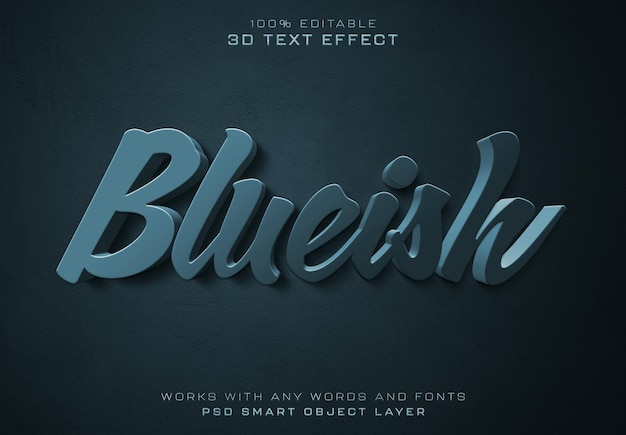 blue 3d text effect with dark shadow mockup