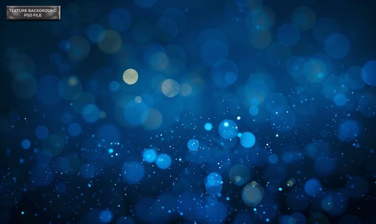 Blue abstract background with bokeh lights and sparkles
