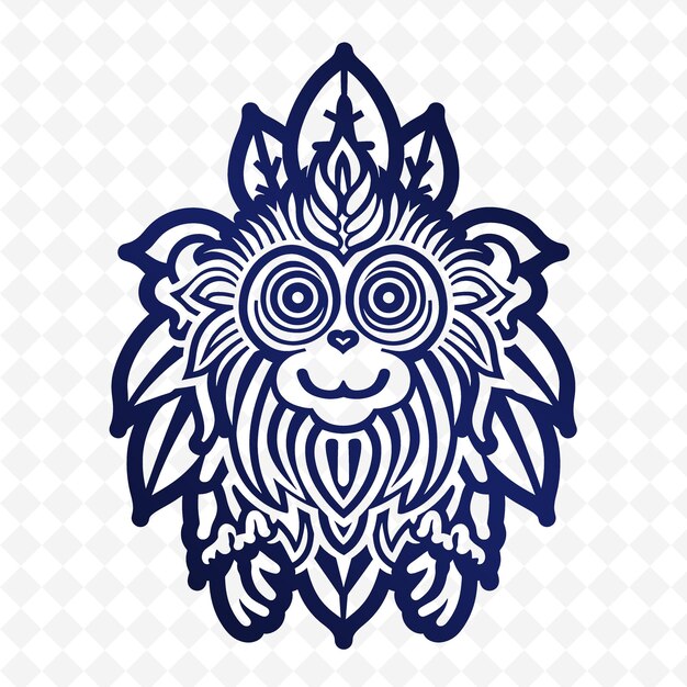 PSD a blue and white owl with a pattern of a head of a lion