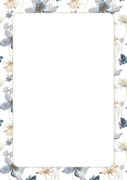 PSD blue beige aquarela floral fronteira da página