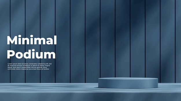 blue color cylinder podium in landscape with stripe texture wall 3d rendering mockup template
