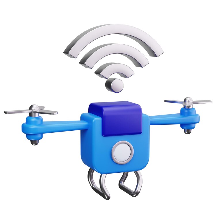 PSD blue drone with wi-fi symbol