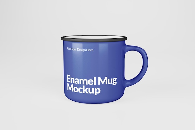 Blue Enamel Mug Mockup with White Background
