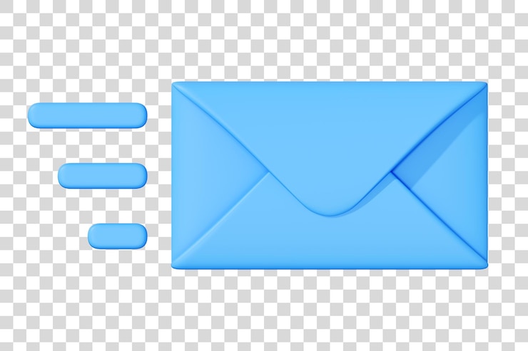 PSD blue envelope with delivery speed lines icon