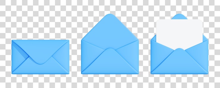PSD blue envelopes in various stages of opening