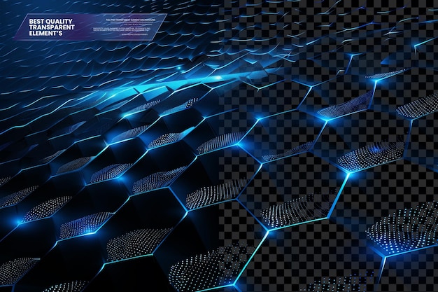 Blue Glowing Light Background com Hexagon Grid Techno em fundo transparente